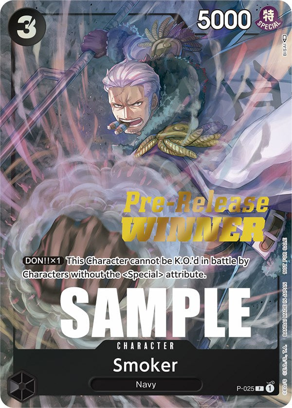 Smoker (Pre-Release) [Winner] [One Piece Promotion Cards] | Deep Dive Games St. Marys