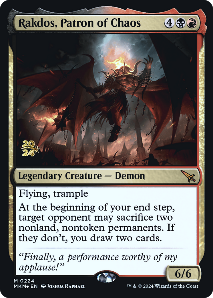 Rakdos, Patron of Chaos [Murders at Karlov Manor Prerelease Promos] | Deep Dive Games St. Marys