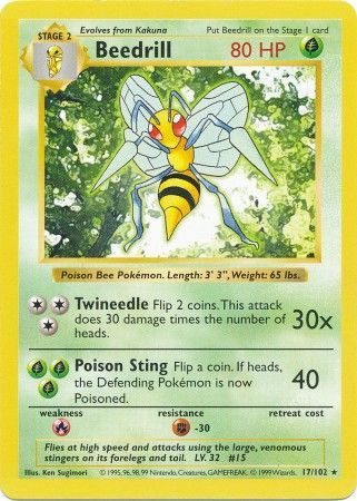 Beedrill (17/102) [Base Set Shadowless Unlimited] | Deep Dive Games St. Marys