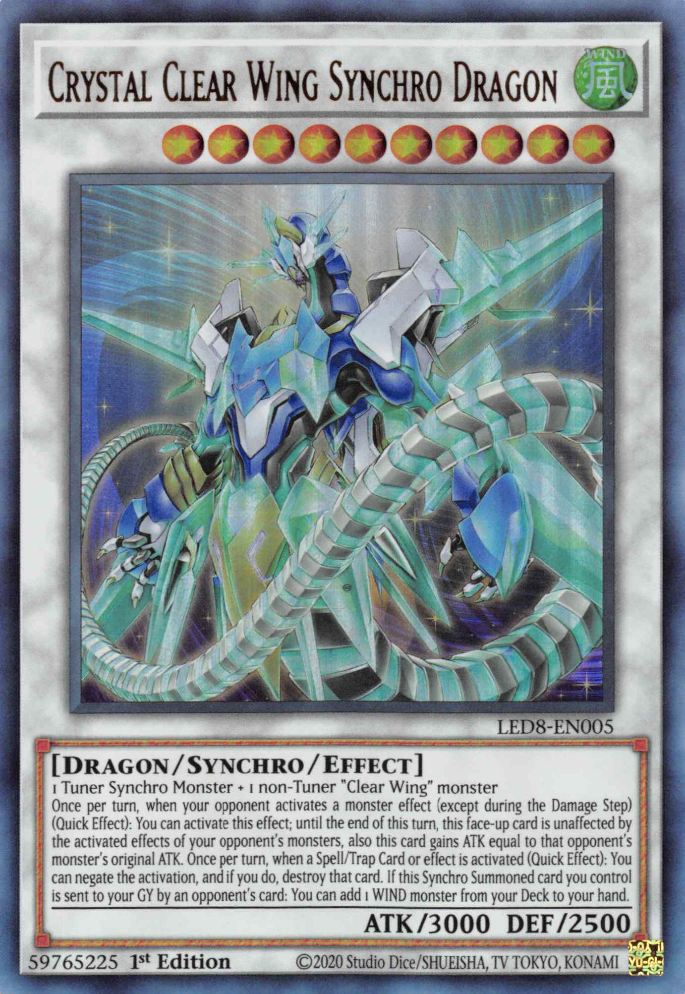 Crystal Clear Wing Synchro Dragon [LED8-EN005] Ultra Rare | Deep Dive Games St. Marys