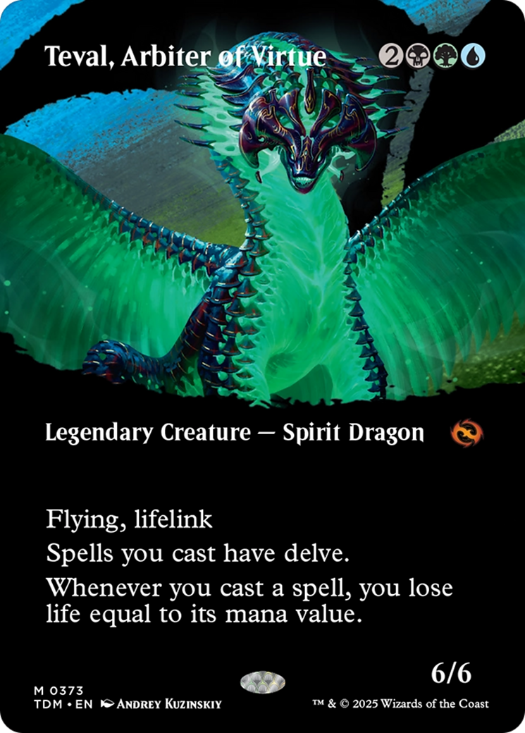 Teval, Arbiter of Virtue (Borderless) [Tarkir: Dragonstorm] | Deep Dive Games St. Marys
