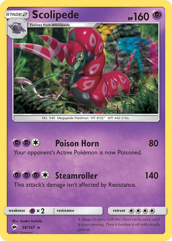 Scolipede (58/147) [Sun & Moon: Burning Shadows] | Deep Dive Games St. Marys