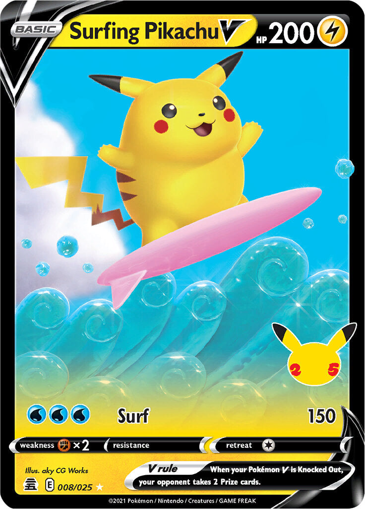 Surfing Pikachu V (008/025) [Celebrations: 25th Anniversary] | Deep Dive Games St. Marys