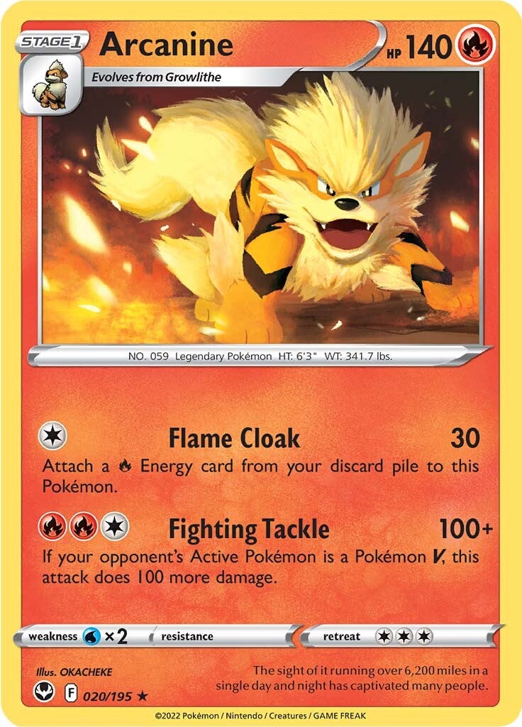 Arcanine (020/195) [Sword & Shield: Silver Tempest] | Deep Dive Games St. Marys