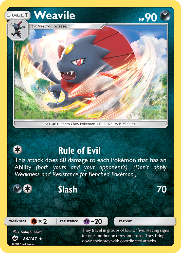 Weavile (86/147) [Sun & Moon: Burning Shadows] | Deep Dive Games St. Marys