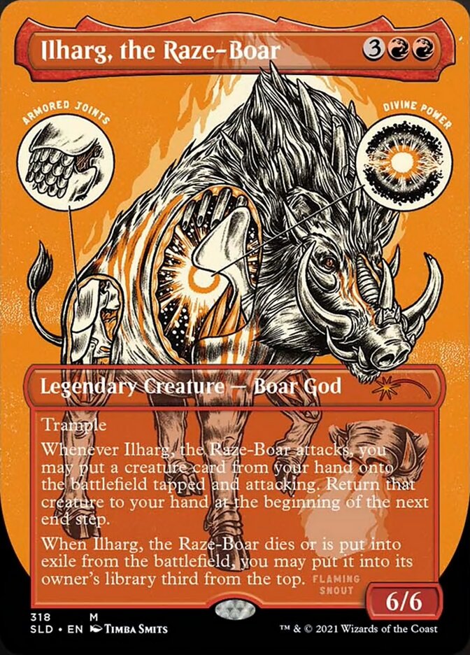 Ilharg, the Raze-Boar (Borderless Foil Etched) [Secret Lair Drop Series] | Deep Dive Games St. Marys