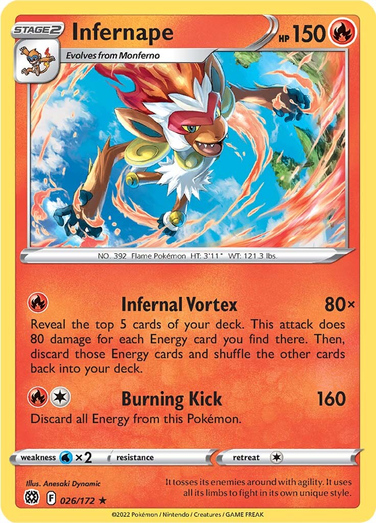 Infernape (026/172) (Theme Deck Exclusive) [Sword & Shield: Brilliant Stars] | Deep Dive Games St. Marys