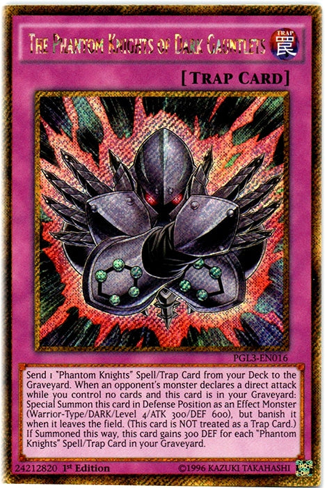 The Phantom Knights of Dark Gauntlets [PGL3-EN016] Gold Secret Rare | Deep Dive Games St. Marys