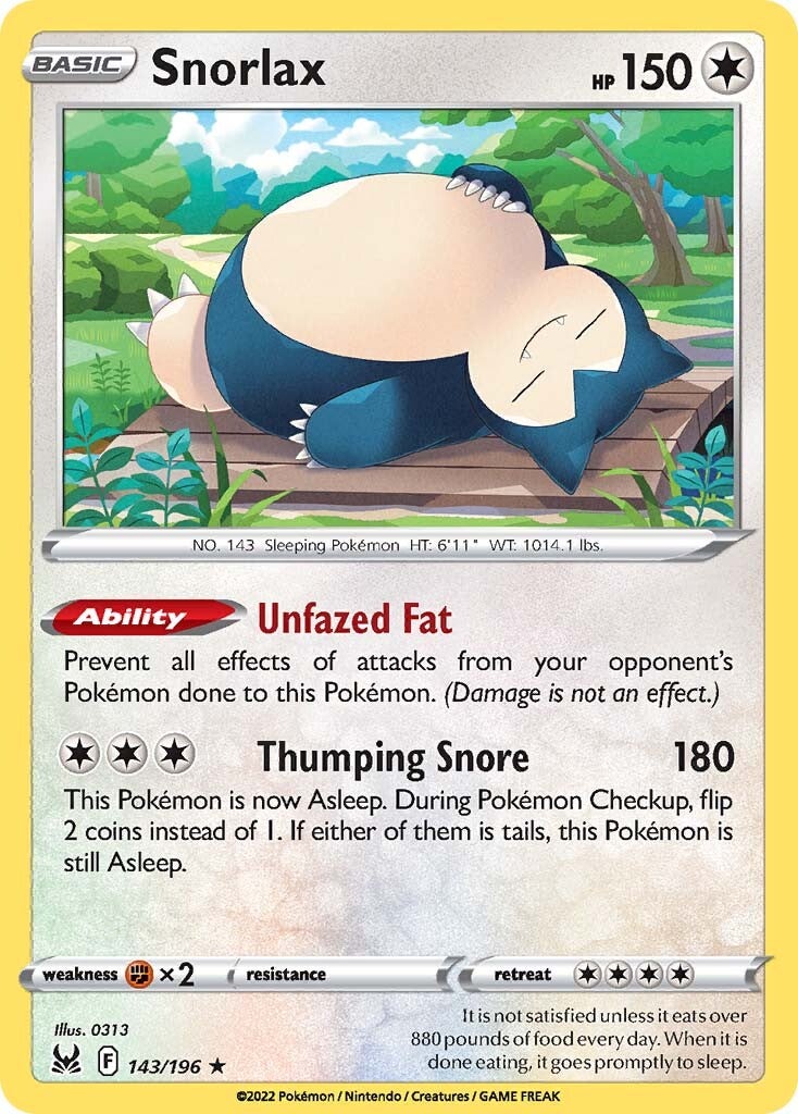 Snorlax (143/196) [Sword & Shield: Lost Origin] | Deep Dive Games St. Marys