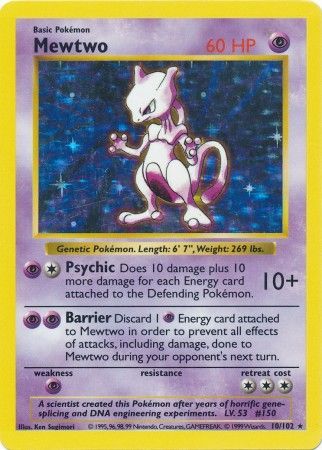 Mewtwo (10/102) [Base Set Shadowless Unlimited] | Deep Dive Games St. Marys