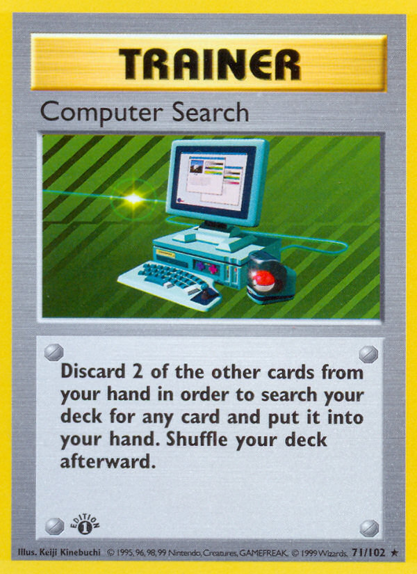 Computer Search (71/102) (Shadowless) [Base Set 1st Edition] | Deep Dive Games St. Marys