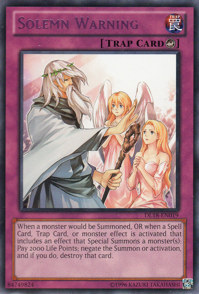 Solemn Warning (Purple) [DL18-EN019] Rare | Deep Dive Games St. Marys