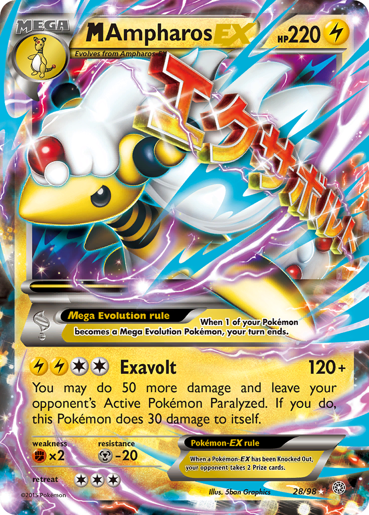 M Ampharos EX (28/98) [XY: Ancient Origins] | Deep Dive Games St. Marys