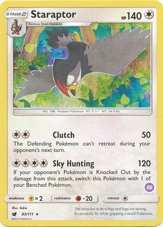 Staraptor (83/111) (Deck Exclusive #22) [Sun & Moon: Trainer Kit - Alolan Sandslash] | Deep Dive Games St. Marys