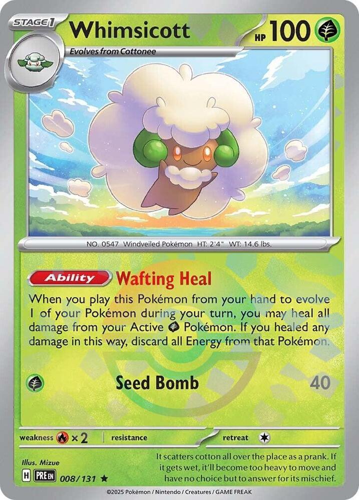 Whimsicott (008/131) (Poke Ball Pattern) [Scarlet & Violet: Prismatic Evolutions] | Deep Dive Games St. Marys