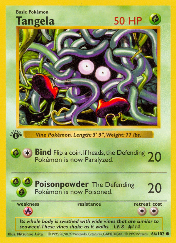 Tangela (66/102) (Shadowless) [Base Set 1st Edition] | Deep Dive Games St. Marys