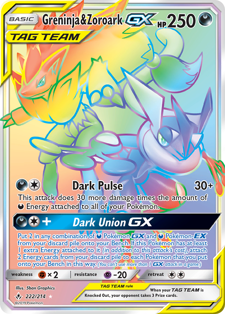 Greninja & Zoroark GX (222/214) [Sun & Moon: Unbroken Bonds] | Deep Dive Games St. Marys