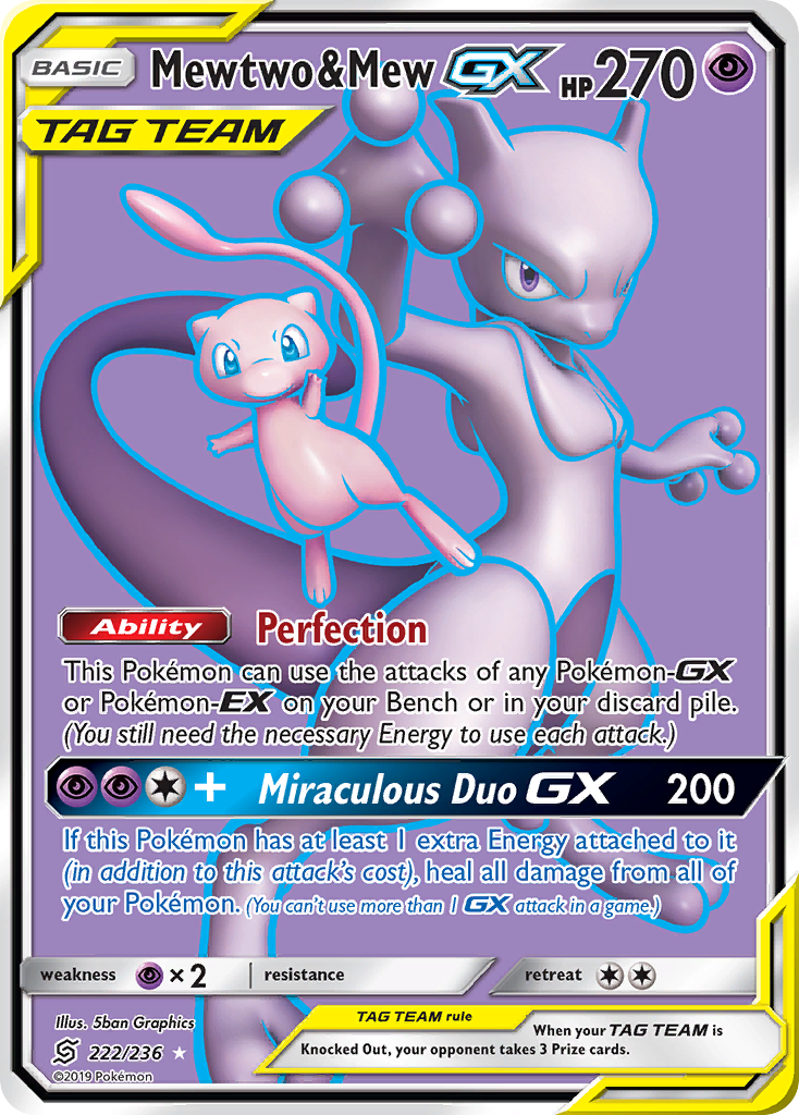 Mewtwo & Mew GX (222/236) [Sun & Moon: Unified Minds] | Deep Dive Games St. Marys