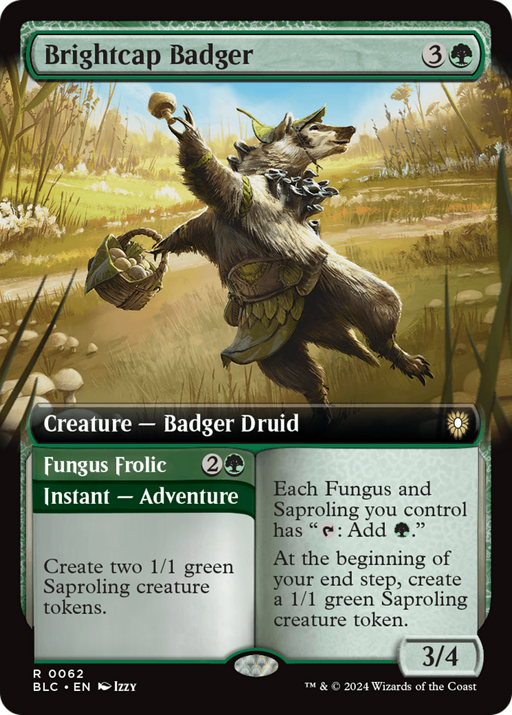 Brightcap Badger // Fungus Frolic (Extended Art) [Bloomburrow Commander] | Deep Dive Games St. Marys