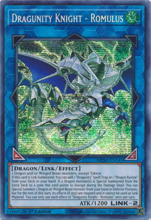 Dragunity Knight - Romulus [MP20-EN145] Prismatic Secret Rare | Deep Dive Games St. Marys