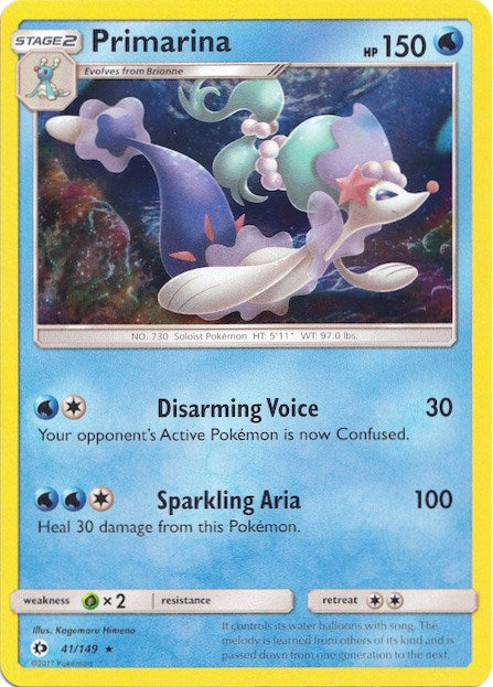 Primarina (41/149) (Water Web Holo) [Sun & Moon: Base Set] | Deep Dive Games St. Marys