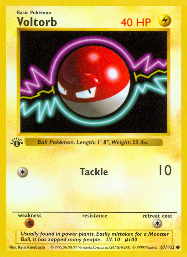 Voltorb (67/102) (Shadowless) [Base Set 1st Edition] | Deep Dive Games St. Marys