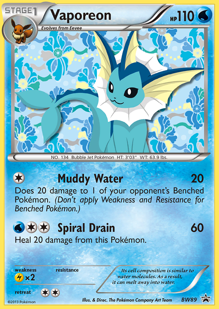 Vaporeon (BW89) [Black & White: Black Star Promos] | Deep Dive Games St. Marys