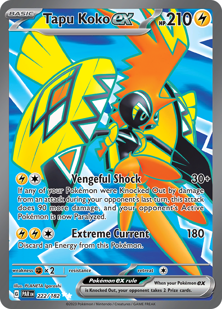 Tapu Koko ex (222/182) [Scarlet & Violet: Paradox Rift] | Deep Dive Games St. Marys