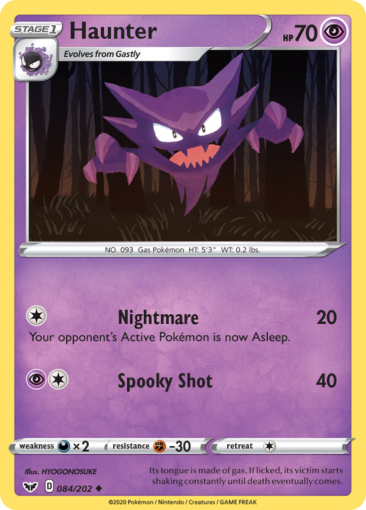 Haunter (084/202) [Sword & Shield: Base Set] | Deep Dive Games St. Marys