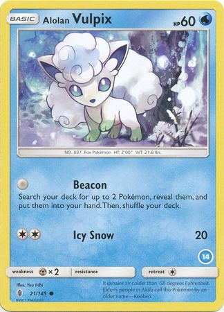 Alolan Vulpix (21/145) (Deck Exclusive #14) [Sun & Moon: Trainer Kit - Alolan Ninetales] | Deep Dive Games St. Marys