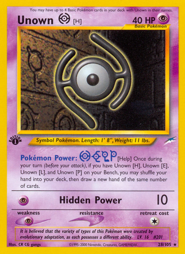 Unown [H] (28/105) [Neo Destiny 1st Edition] | Deep Dive Games St. Marys