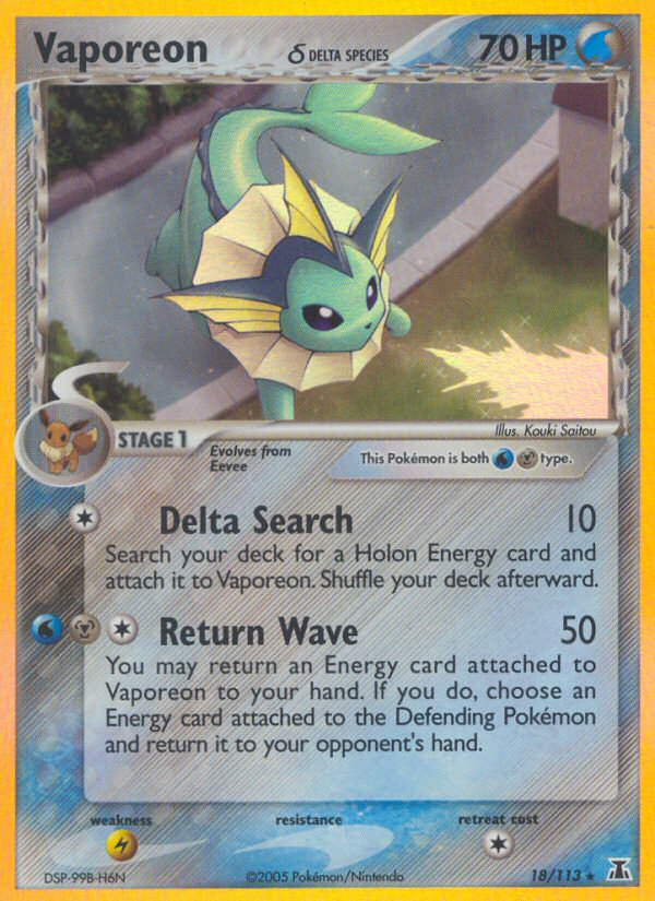 Vaporeon (18/113) (Delta Species) [EX: Delta Species] | Deep Dive Games St. Marys