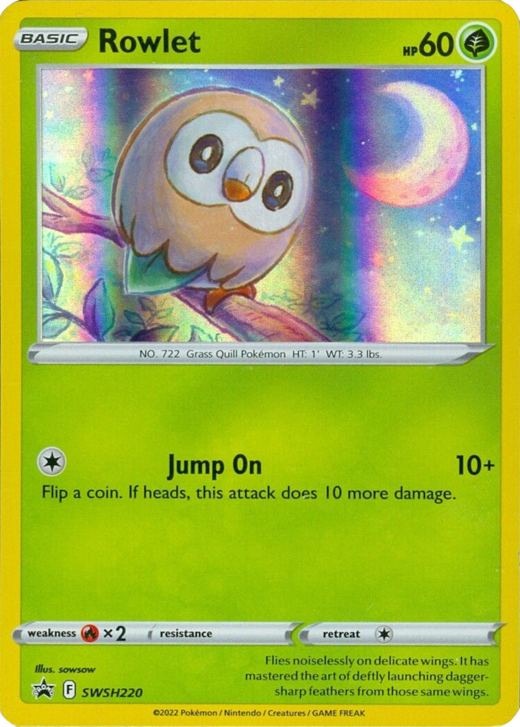 Rowlet (SWSH220) (Cosmos Holo) [Sword & Shield: Black Star Promos] | Deep Dive Games St. Marys