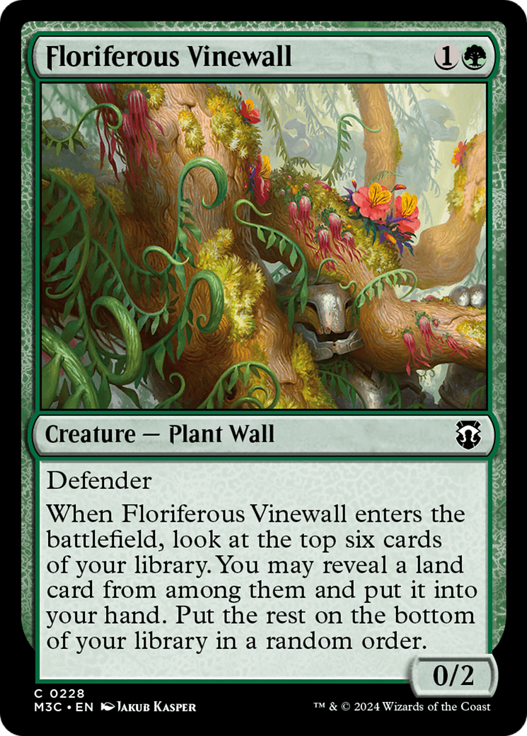 Floriferous Vinewall (Ripple Foil) [Modern Horizons 3 Commander] | Deep Dive Games St. Marys