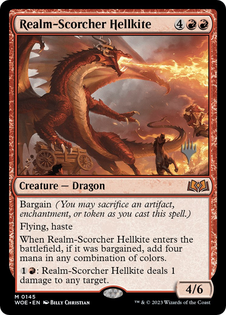 Realm-Scorcher Hellkite (Promo Pack) [Wilds of Eldraine Promos] | Deep Dive Games St. Marys