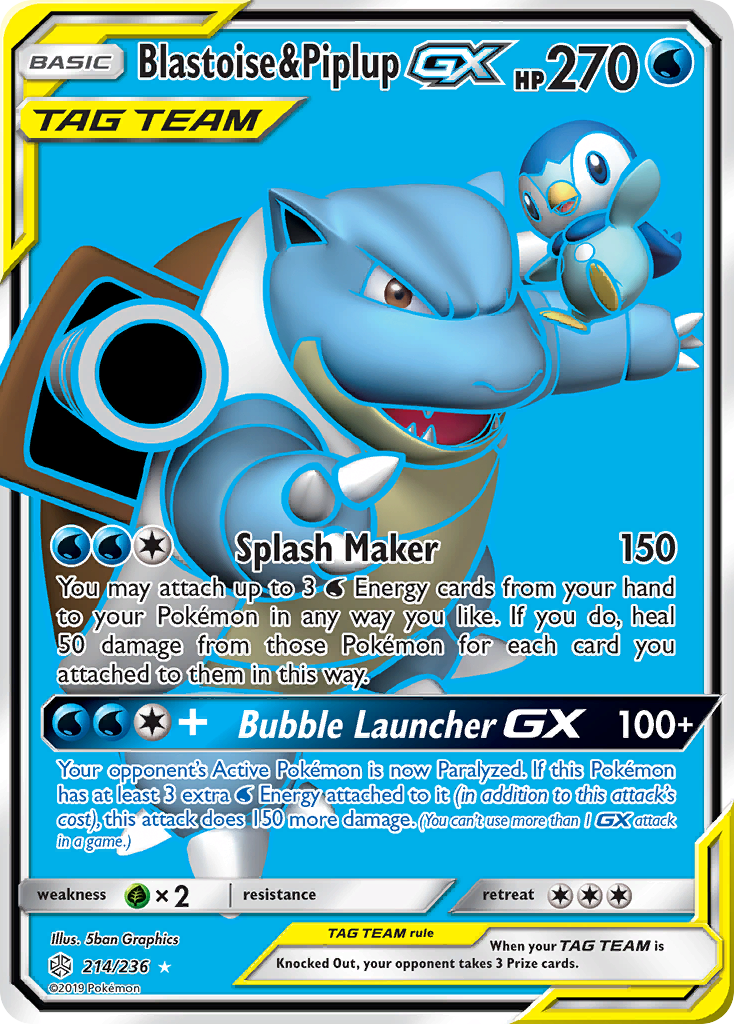 Blastoise & Piplup GX (214/236) [Sun & Moon: Cosmic Eclipse] | Deep Dive Games St. Marys