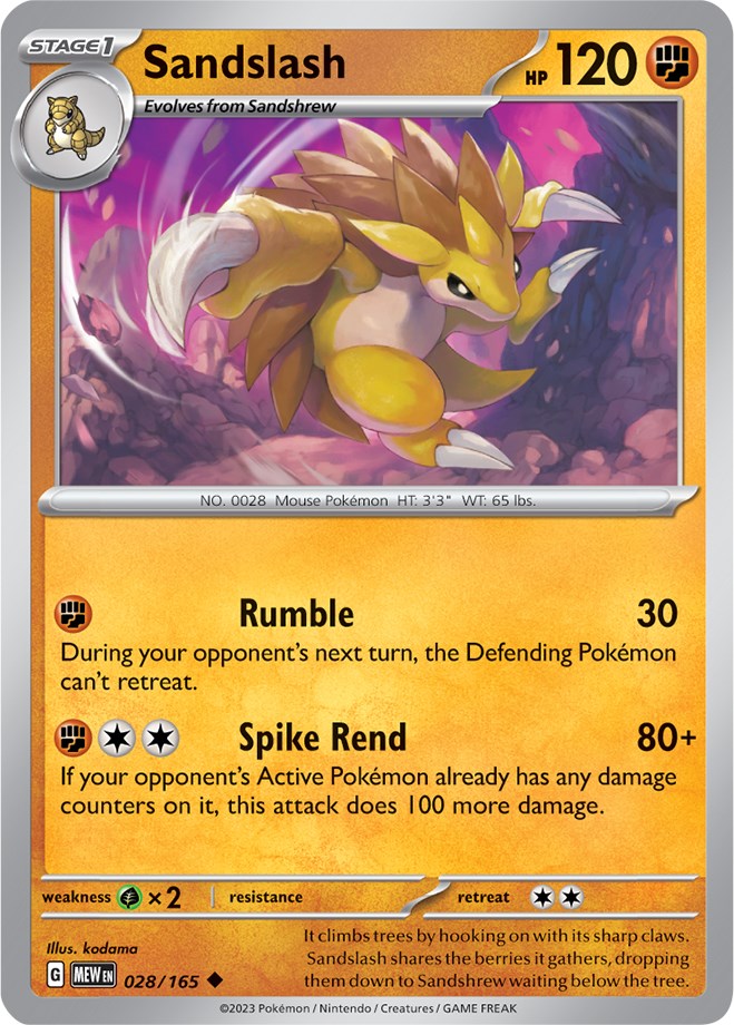 Sandslash (028/165) [Scarlet & Violet 151] | Deep Dive Games St. Marys