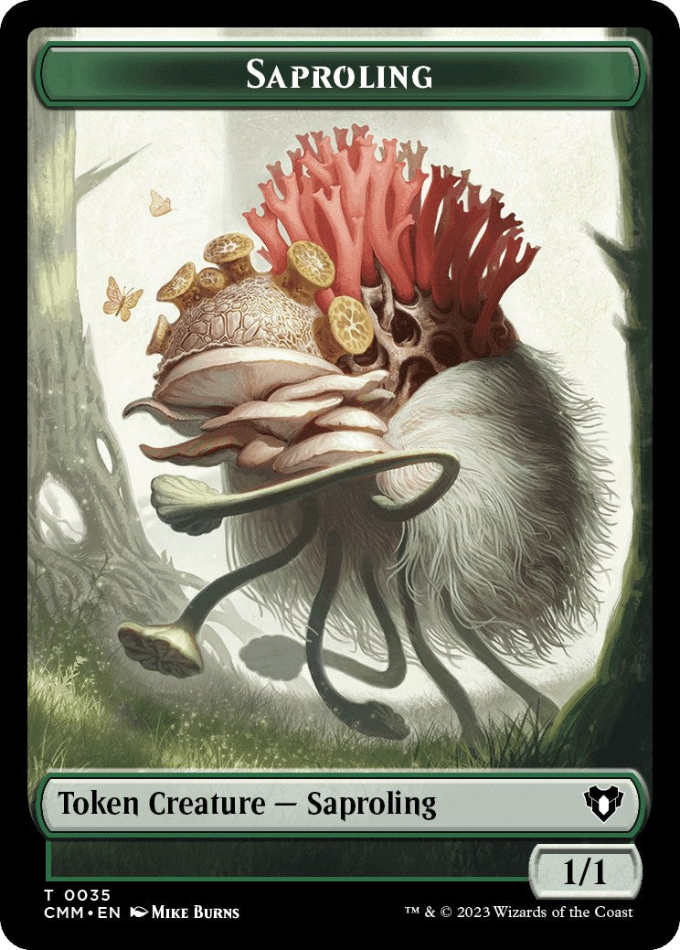 Saproling // Stoneforged Blade Double-Sided Token [Commander Masters Tokens] | Deep Dive Games St. Marys