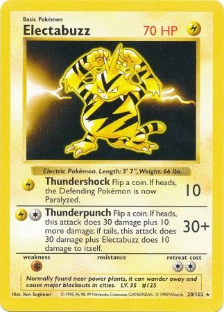 Electabuzz (20/102) [Base Set Shadowless Unlimited] | Deep Dive Games St. Marys