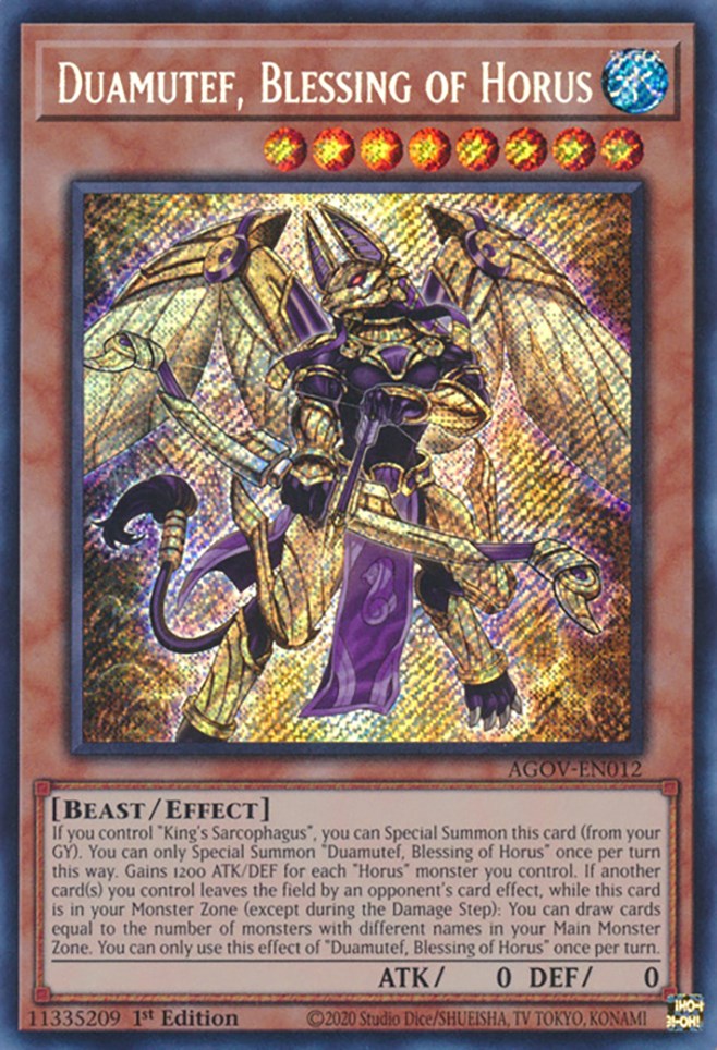 Duamutef, Blessing of Horus [AGOV-EN012] Secret Rare | Deep Dive Games St. Marys