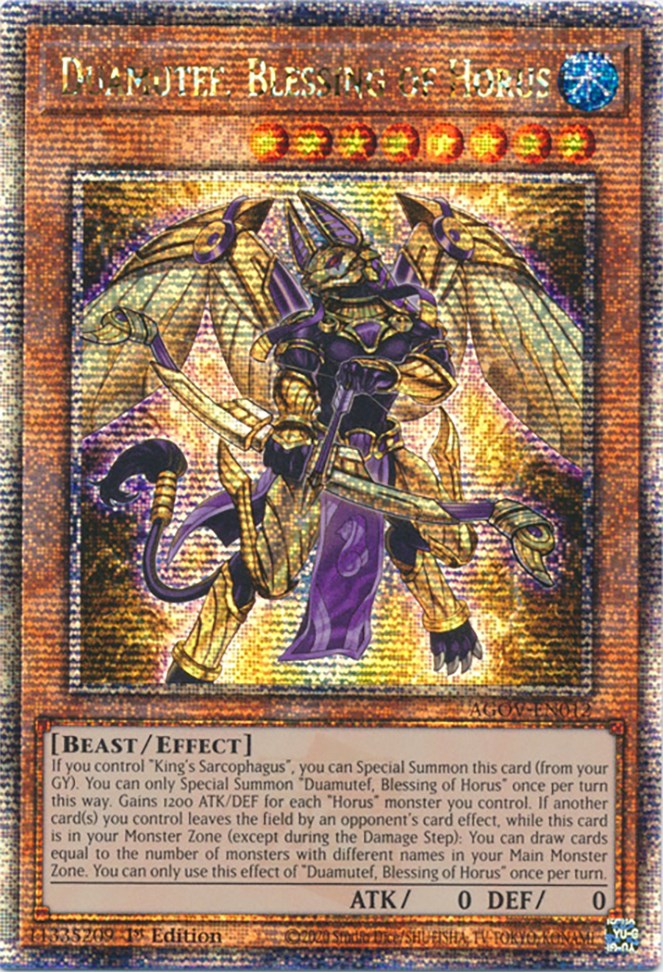 Duamutef, Blessing of Horus (Quarter Century Secret Rare) [AGOV-EN012] Quarter Century Secret Rare | Deep Dive Games St. Marys