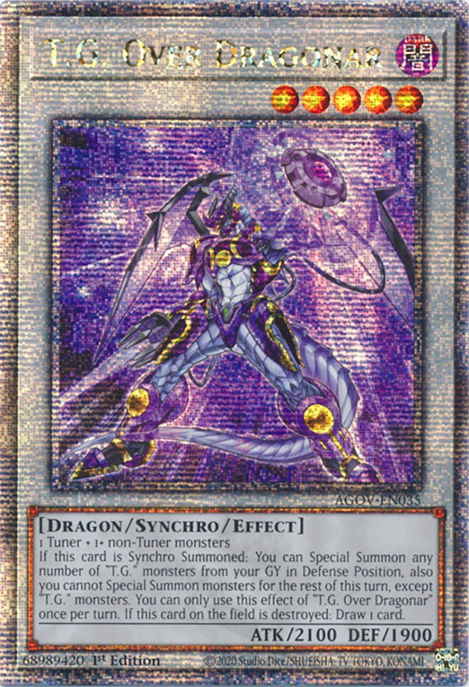 T.G. Over Dragonar (Quarter Century Secret Rare) [AGOV-EN035] Quarter Century Secret Rare | Deep Dive Games St. Marys