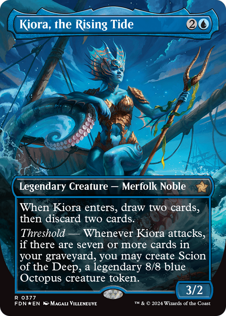 Kiora, the Rising Tide (Borderless) (Mana Foil) [Foundations] | Deep Dive Games St. Marys