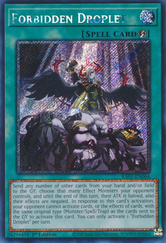 Forbidden Droplet [RA01-EN064] Platinum Secret Rare | Deep Dive Games St. Marys