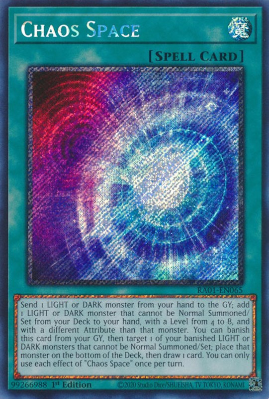 Chaos Space [RA01-EN065] Platinum Secret Rare | Deep Dive Games St. Marys