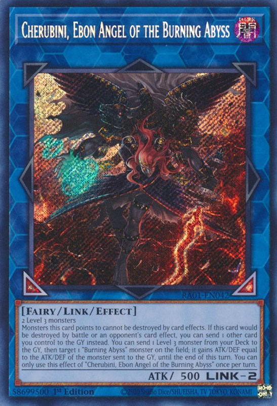 Cherubini, Ebon Angel of the Burning Abyss [RA01-EN042] Secret Rare | Deep Dive Games St. Marys