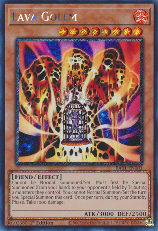 Lava Golem [RA01-EN001] Platinum Secret Rare | Deep Dive Games St. Marys