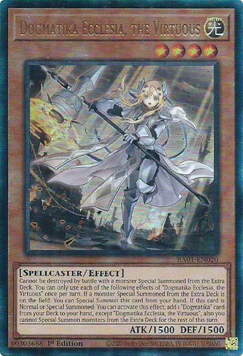 Dogmatika Ecclesia, the Virtuous [RA01-EN020] Prismatic Ultimate Rare | Deep Dive Games St. Marys