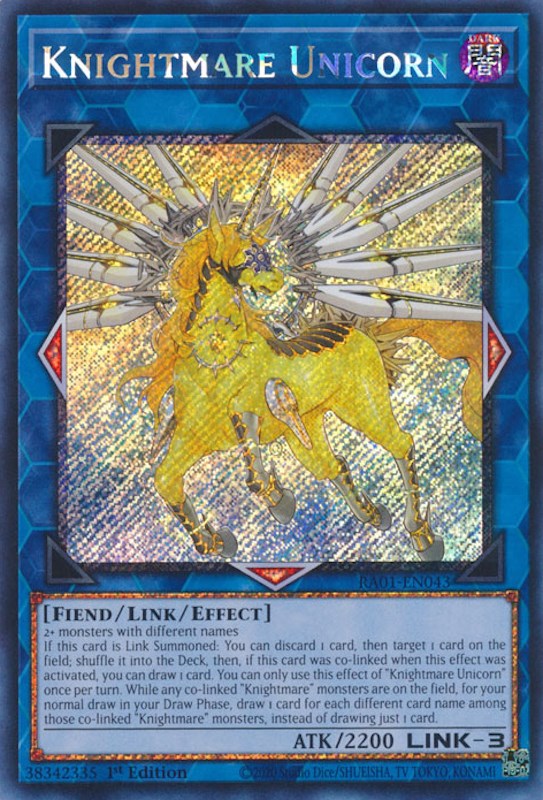 Knightmare Unicorn [RA01-EN043] Platinum Secret Rare | Deep Dive Games St. Marys