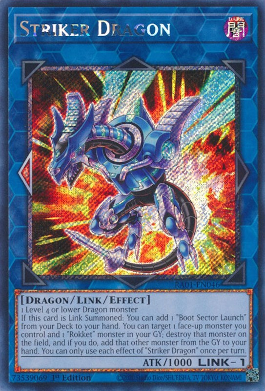 Striker Dragon [RA01-EN046] Platinum Secret Rare | Deep Dive Games St. Marys